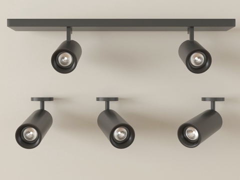 现代筒灯射灯 轨道射灯su模型