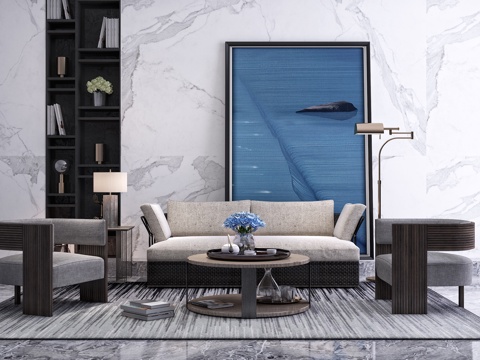  新中式沙发组合3d模型 