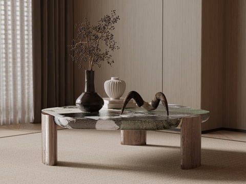  中古风茶几su模型 