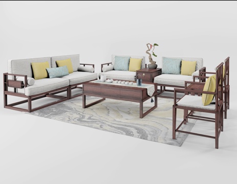  中式组合沙发3d模型 