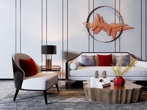  新中式沙发挂件摆件3d模型 