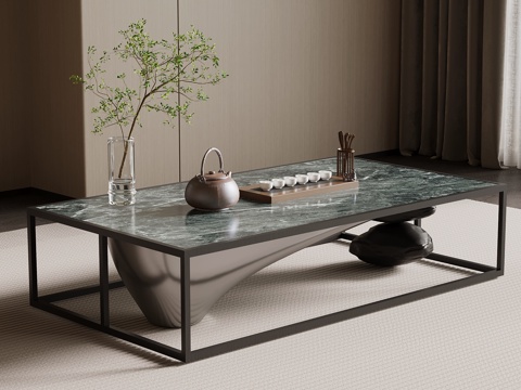  现代意式茶几 大理石茶几3d模型 