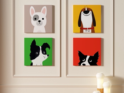  现代，儿童，组合，简约，抽象，装饰画3d模型 