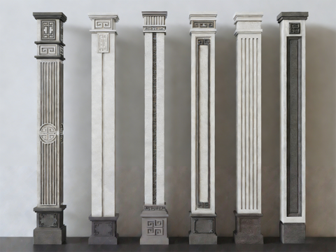  新中式柱子 新中式角柱子 柱子 别墅角柱3d模型 