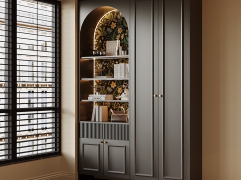  法式复古风鞋柜 入户鞋柜3d模型 