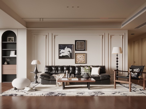  法式沙发茶几组合3d模型 