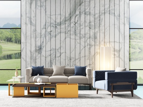  现代组合沙发 单人沙发茶几模型3d模型 