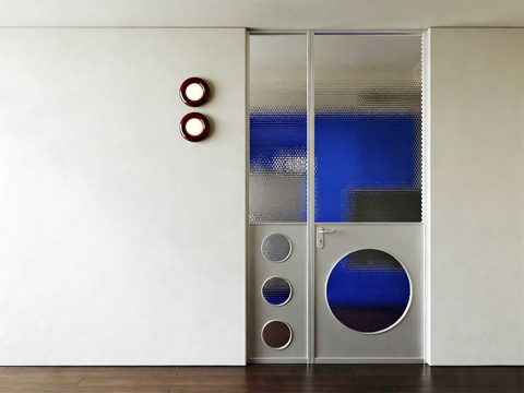  现代中古双开门 包豪斯奶油侘寂 金属双开门 玻璃双开门 法式3d模型 