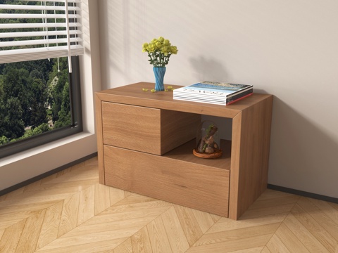  中古风床头柜 实木床头柜 摆件3d模型 