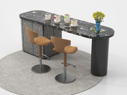  现代吧台 吧椅 岛台3d模型 