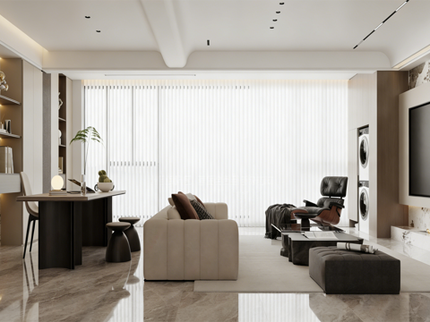  现代意式家居客厅 沙发 背景3d模型 