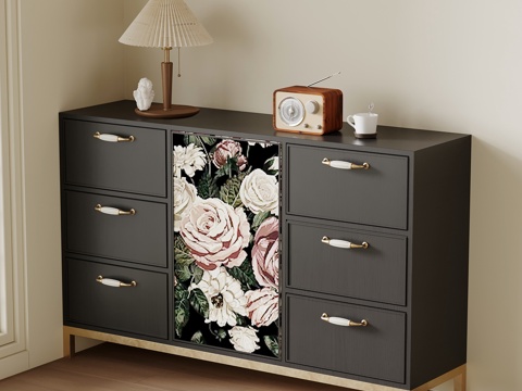  法式复古边柜 餐边柜 玄关柜3d模型 