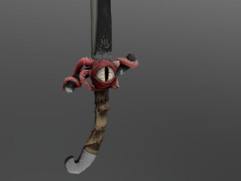  恶魔剑低多边形3d模型 