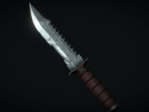  军刀低多边形3d模型 