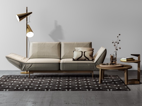  现代茶几沙发组合装饰品落地灯3d模型 