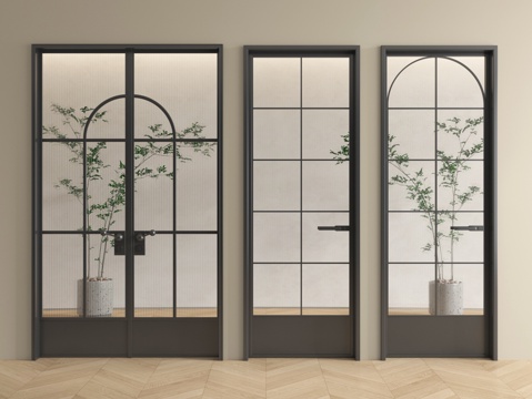 法式玻璃门 单开门 平开门 双开门 阳台门 厨卫门su模型