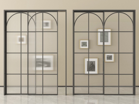  法式推拉门 阳台推拉门 厨房推拉门 玻璃推拉门3d模型 