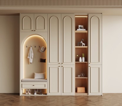  法式奶油风鞋柜 入户鞋柜3d模型 