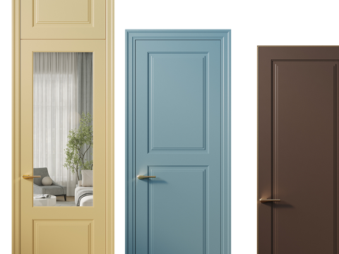  现代简约房间门 门 卧室门 单开门  房间门 入户门3d模型 