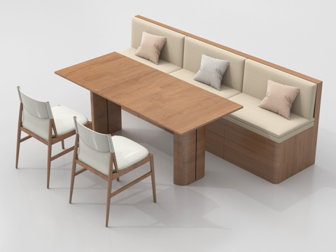  现代卡座沙发 桌椅3d模型 