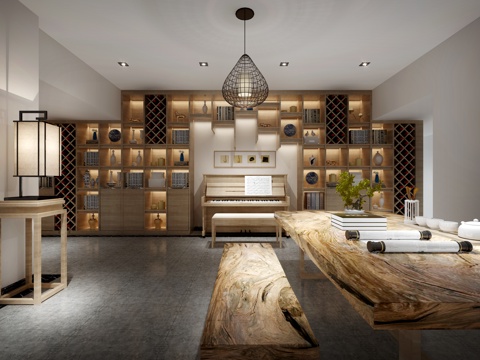  新中式茶室3d模型 