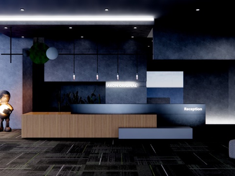  前台接待 酒店前台 办公空间 大厅su模型 