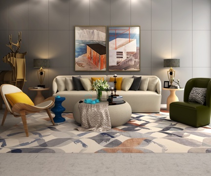  现代组合沙发和茶几3d模型 