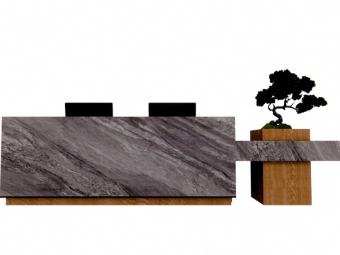  公司前台 前台 工位 展厅su模型 