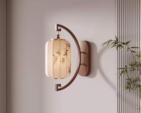 新中式壁灯su模型