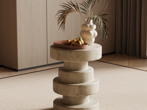  侘寂边几3d模型 