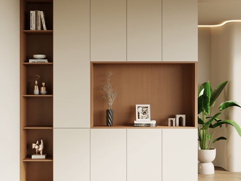  现代奶油风玄关柜 鞋柜3d模型 