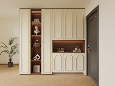  法式中古风鞋柜 入户鞋柜3d模型 