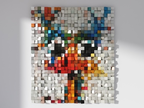 墙面装饰 马赛克墙壁 艺术背景墙 渐变方块背景墙 文化石 玄su模型