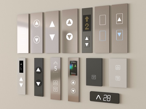 现代电梯开关 电梯按钮 按键 电梯显示器su模型