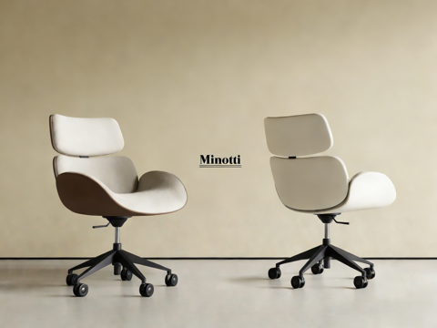 现代办公椅 休闲椅 旋转椅 带滑轮su模型