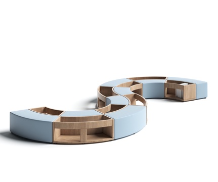  异形沙发 书柜沙发3d模型 