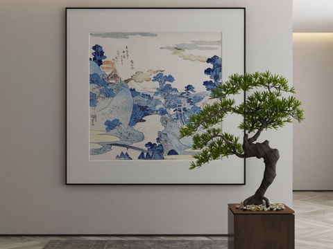  新中式装饰画 挂画3d模型 