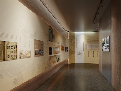  新中式 博物馆 文化展厅 临时展厅3D模型3d模型 