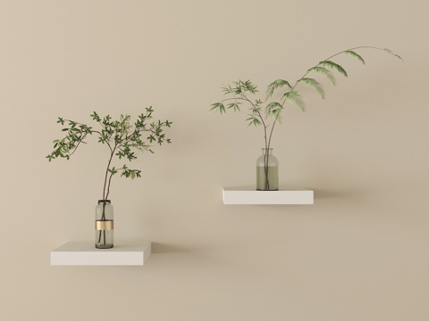 现代花瓶 绿植 盆栽 摆件3d模型 