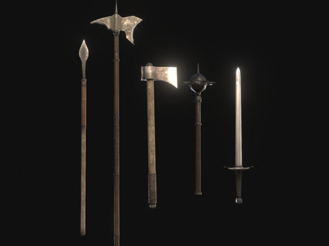  中世纪武器包写实3d模型 