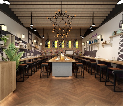  餐饮大厅 餐饮 家具3d模型 