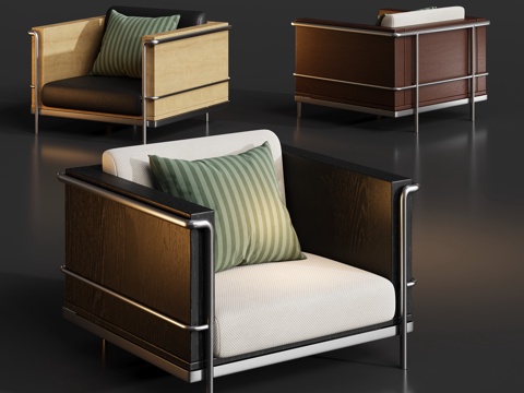  现代金属休闲椅su模型 