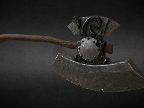  矮人中世纪斧3d模型 