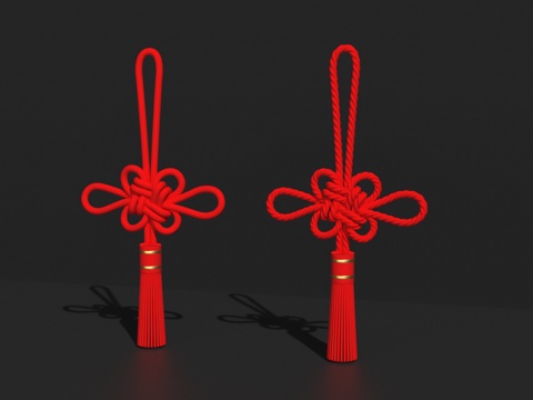  平安结春节祈福中国结新年挂件流苏装饰3d模型 