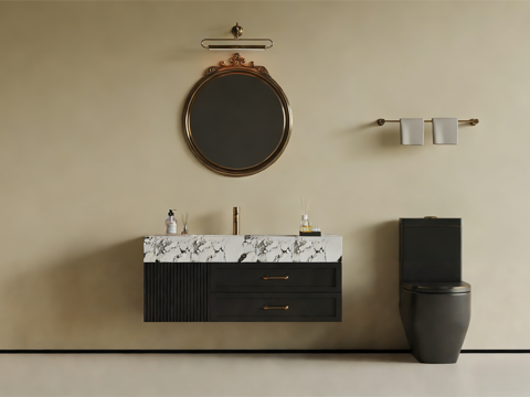  法式中古浴室柜 中古风浴室柜 法式浴室柜3d模型 