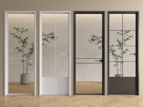  法式玻璃门 单开门 平开门 厨卫门3d模型 