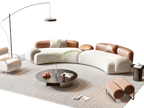  Minotti现代沙发茶几组合3d模型 