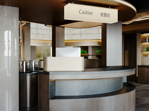  现代茶餐厅 吧台3d模型 