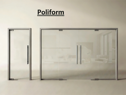  现代玻璃门 双开门 平开门3d模型 