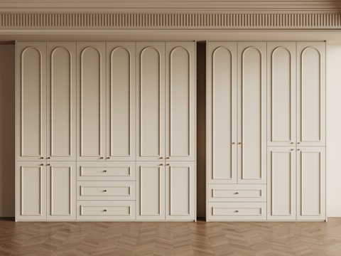 法式奶油风衣柜su模型